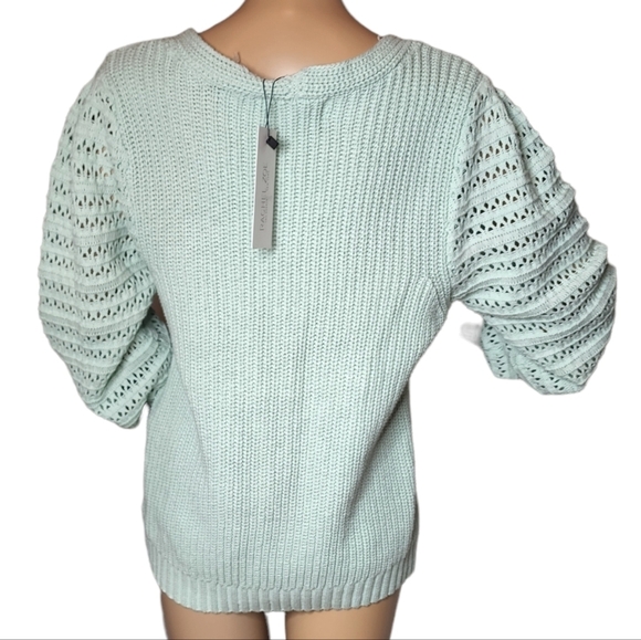 NWT Rachel Zoe Mint Knit Sweater Size Medium Green Blue Cotton Blend - Picture 9 of 16